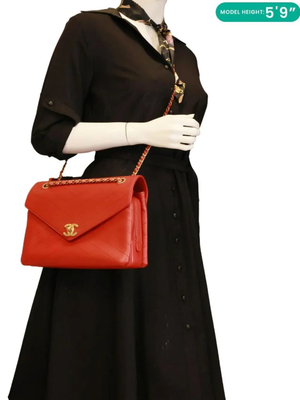 Chanel Envelope Flap Lambskin Chevron Stitched Leather Crossbody Bag Red